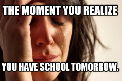 Meme Creator - the Moment you realize you have school tomorrow.